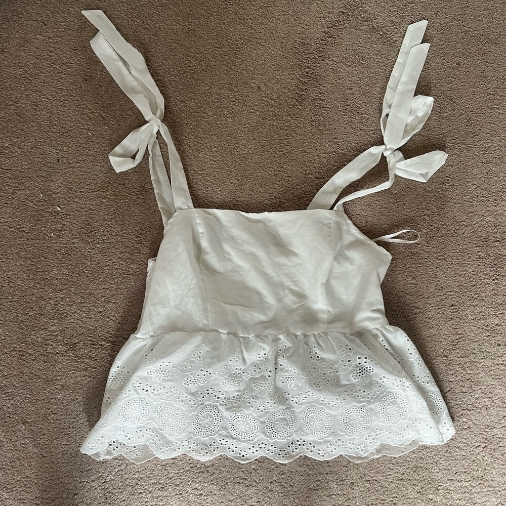 SHEIN White Lace Trim Camisole Top